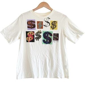 Uniqlo x SPRZYNY Andy Warhol Dollar Signs Cream Multicolor TShirt Size Large